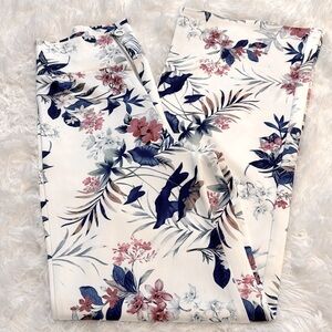NWT- Fashion Nova- High Rise Floral Pants White- Size Medium